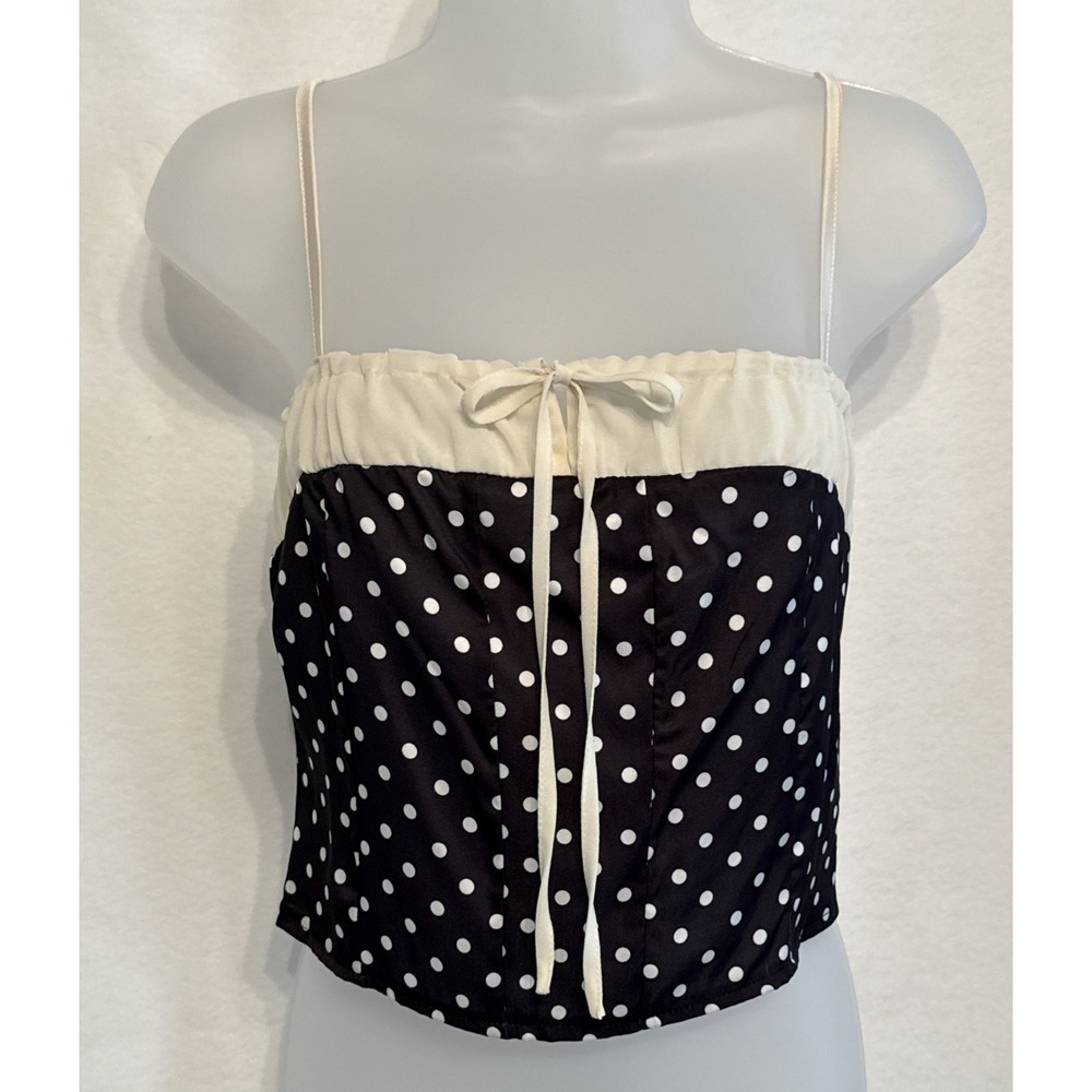 Aeropostale Blue And Ivory Polka Dot Corset Tank Top S Crop NWT